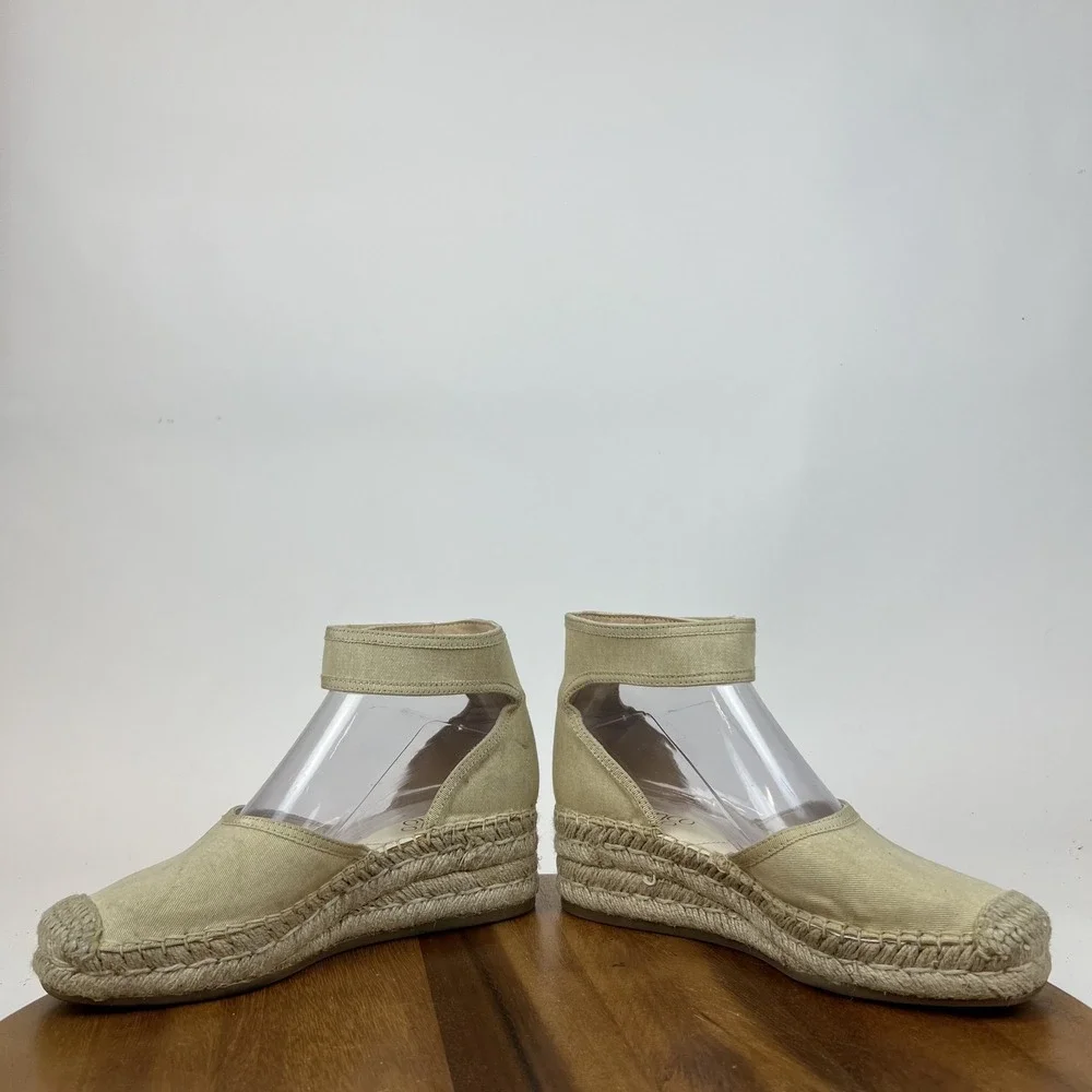 New Womens Franco Sarto Bessa Ivory Canvas Espadrille Wedge‎ Sandals Size 6 M